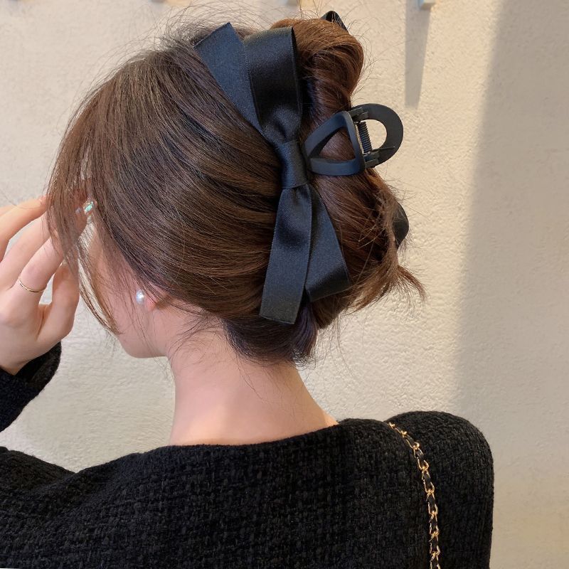 Zwarte Strik Haarklauw Zoete Zijden Strik Haarspeld Bang Clip Koreaanse Meisjes Mode Clips Vrouwelijke Hoofddeksels Haaraccessoires: Lavendel