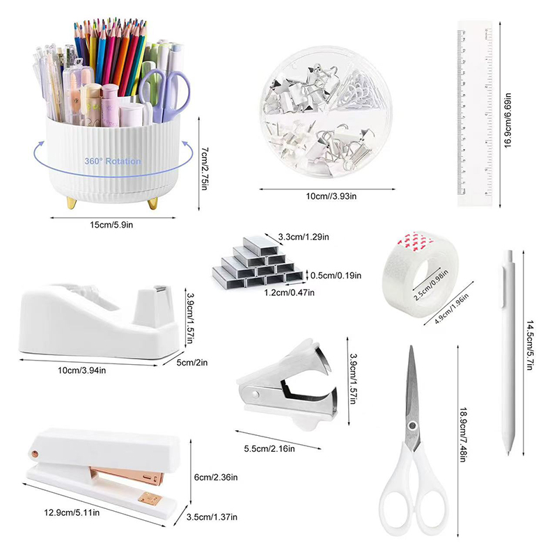 1 Set Desktop Office Stationery Set Stapler Tape Holder Scissors Nail Remover Stationery