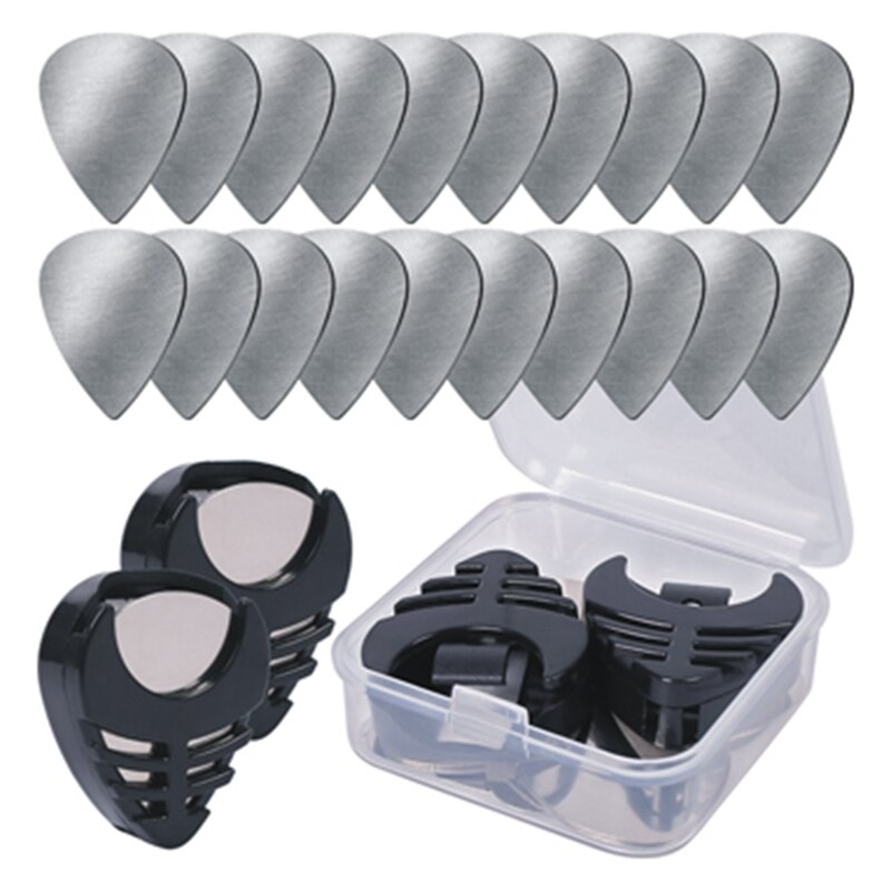Guitar Picks Stainless Steel Picks Guitar Pick Holder with Picks Storage Case for Electric Guitar Bass Ukulele: Default Title