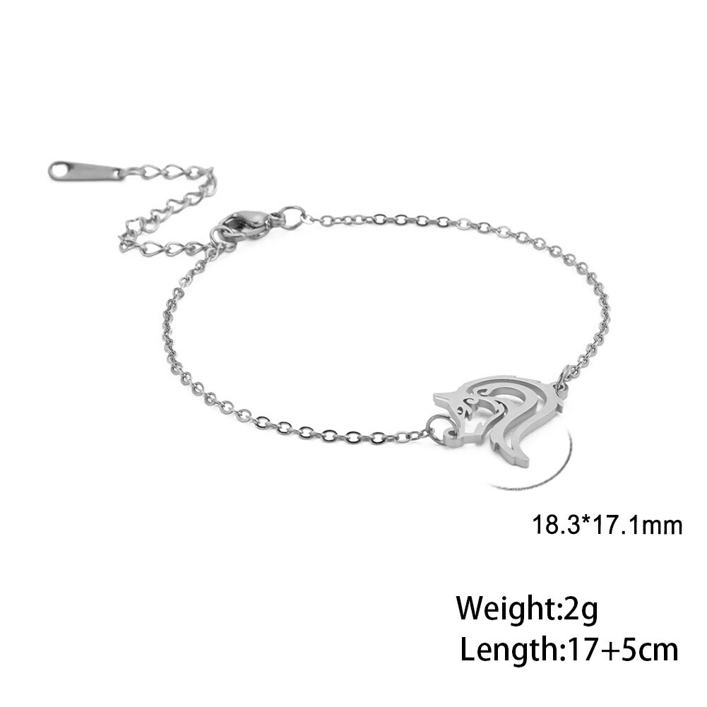 Cazador de cabeza de Lobo para mujer, pulseras de mano de acero inoxidable, joyería, amuleto de tótem fresco, de San Valentín al por mayor 2022: Steel