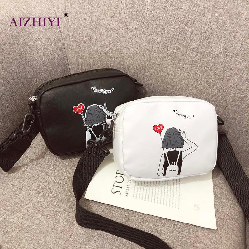Mulheres dos desenhos animados impressão praça bolsas de ombro mensageiro casual couro do plutônio feminino crossbody sacos bolsa feminina mujer