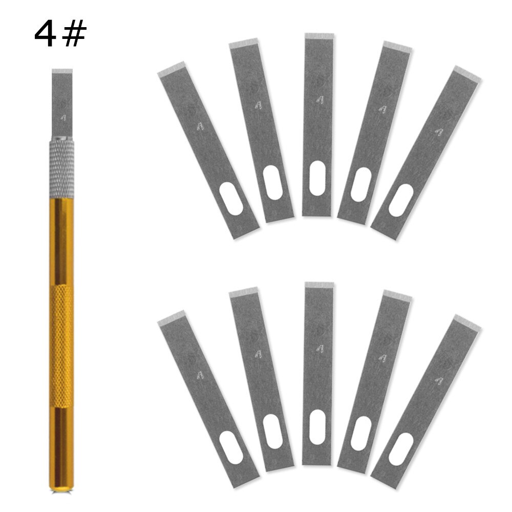 1 Knife Handle with 10 Blade Replacement 11# PCB Repair Wood Carving Tools Sculpture Engraving Knife DIY Cutting Tool: No4set