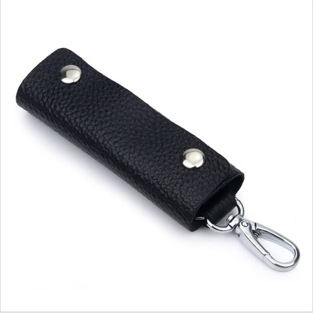 1 Pc Lederen Huishoudster Houders Auto Sleutelhanger Key Holder Bag Case Unisex Wallet Cover Eenvoudige Effen Kleur Opbergtas: black