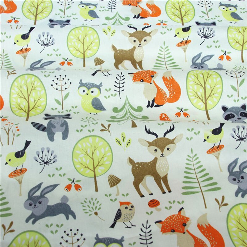 Vos hert bedrukt 100%  katoenen stof voor het maken van jurken kussens deken naaien baby kinderbedlaken textiel: Fa190190-1 / 50160cm