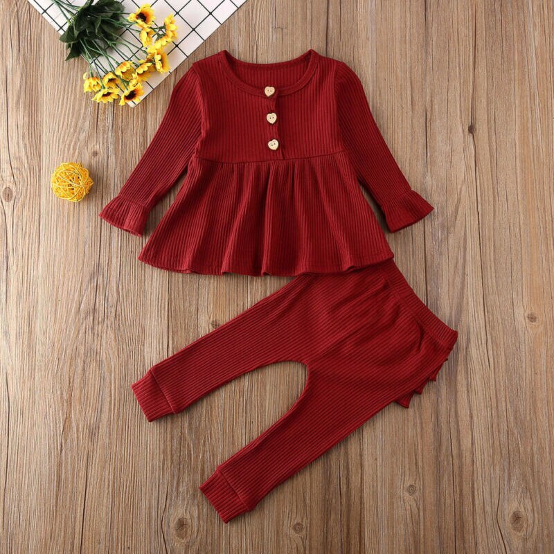 0-24M infantile enfants bébé fille vêtements hauts tricotés robe + volants Leggings pantalon tenue