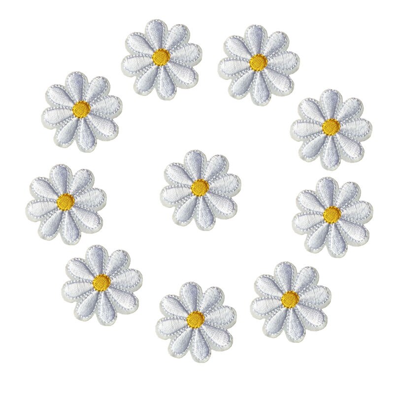 10 stk broderede blomsterpletter sy jern på badges daisy 9 farver 4cm til taske jeans hat t-shirt diy applikationer håndværk dekoration: 2