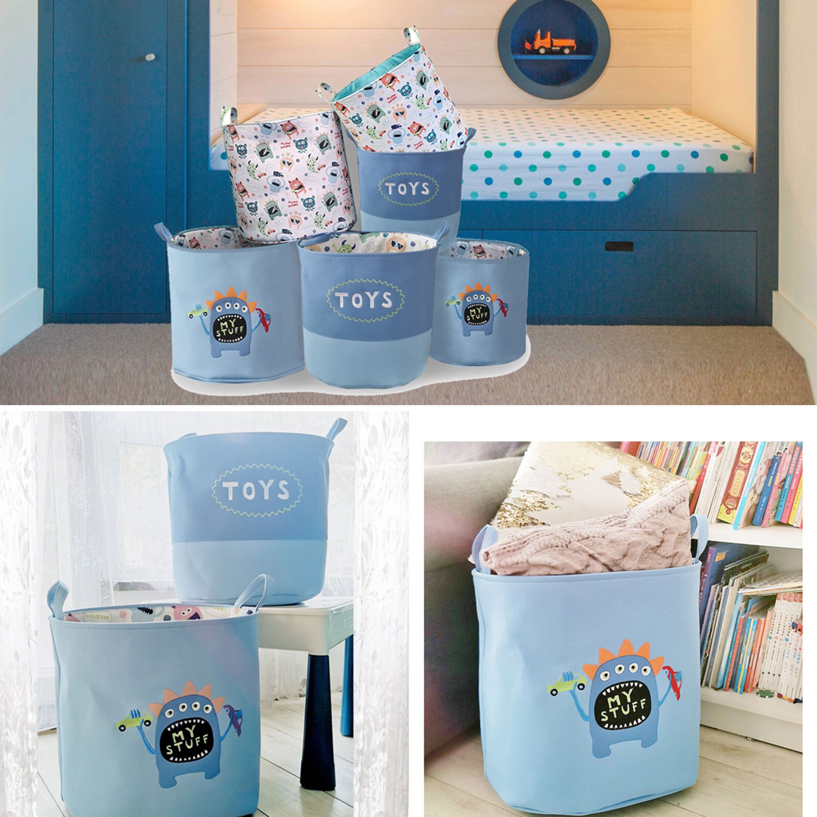 Multifuctional Portable Foldable Dirty Clothes Organizer Toys Storage Bag Handle Laundry Basket Home Storage Organization