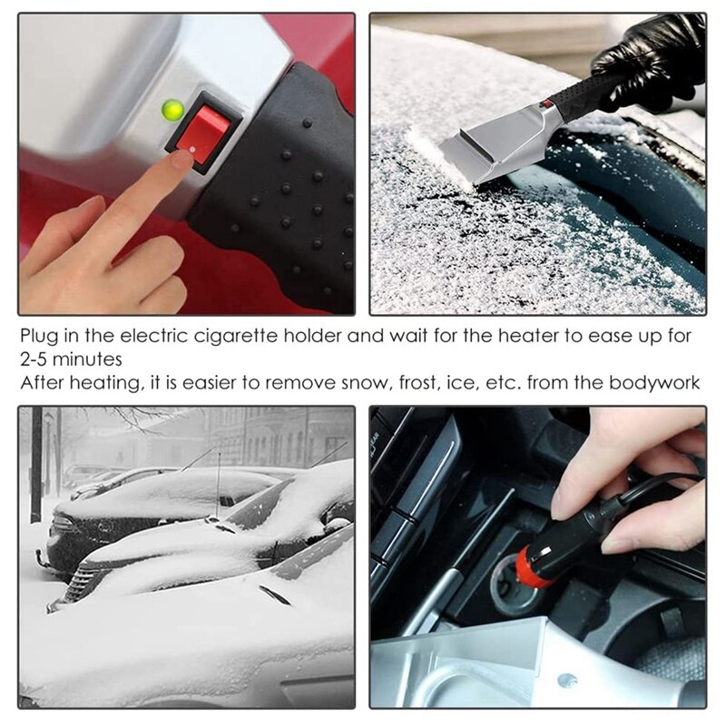 12V Heatable Car Ice Scraper Electric Heating Ice Shovel Windshield Snow Removal Shovel for Car SUV Truck