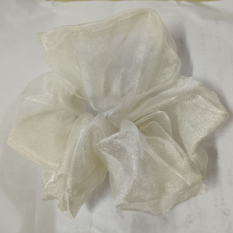 Oversized Hair Scrunchies For Women Solid Organza Scrunchie Hair Rubber Bands Elastic Hair Ties Accessories Ponytail Holder: Champagne