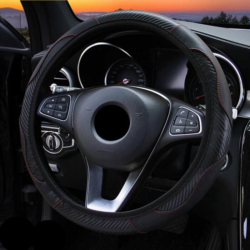 Koolstofvezel Auto Stuurhoes Voor Dacia Duster Logan Sandero Stepway Lodgy Mcv 2 Dokker: Black