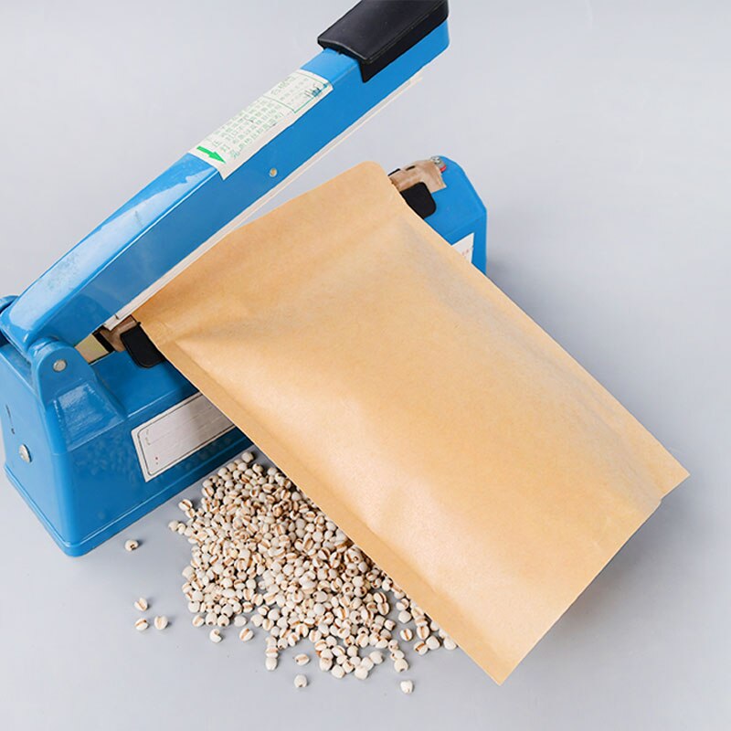 Sacs en papier Kraft brun, 50 pièces, pochette Stand-Up refermable à la chaleur, pochette à fermeture éclair pour stockage des aliments de café, sacs de cuisson pour toxicomanes