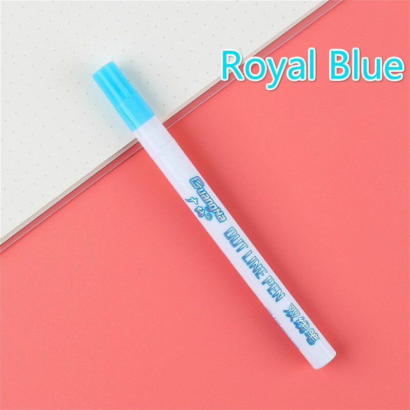 LLD 12Colors Metallic Double Lines Highlighter Out Line Pen Stationery Art Drawing Art Marker Calligraphy Lettering Scrapbooking: F