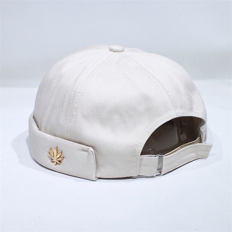 men's tide Korean summer landlord hat melon leather hats without brim hooligan hat hip hop retro sailor hats: White