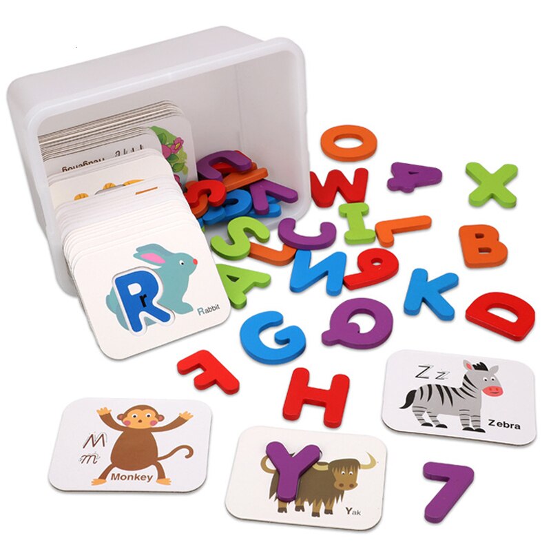72 Stks/set Houten Puzzel 3D Puzzel Speelgoed Kinderen Cognitieve Leermiddelen Herkennen Digitale Letters Matching Puzzel