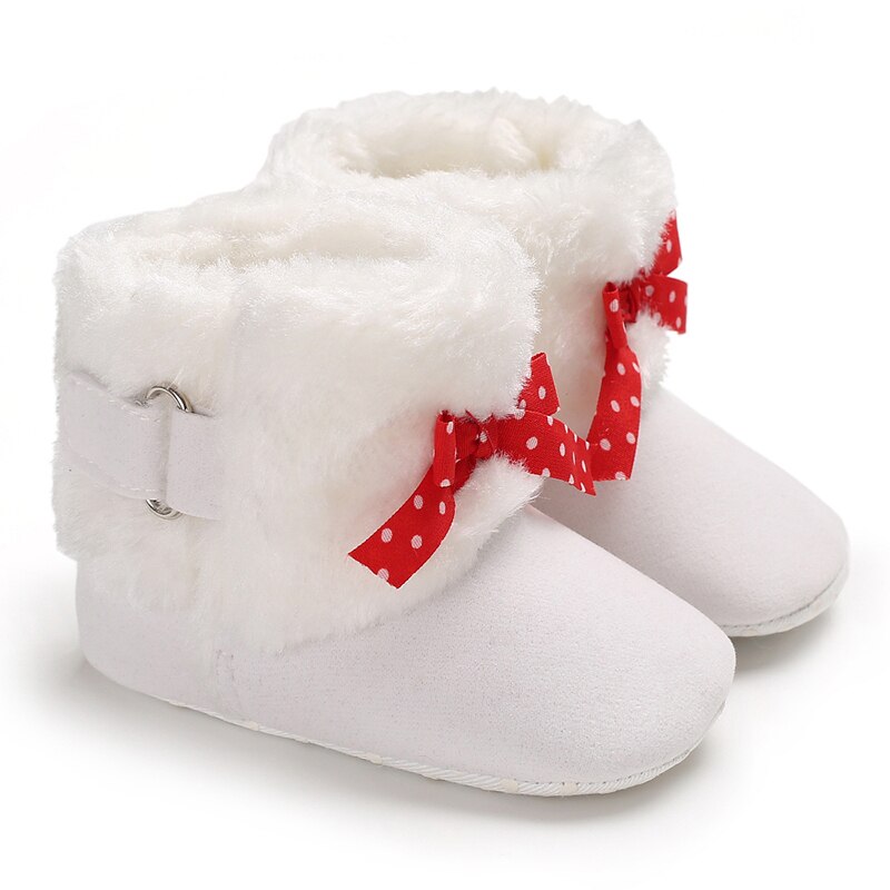 Thicken Girls Bottom Baby Soft Sole Snow Boots Soft Crib Shoes Toddler Boots Autumn Warm Snow Boots: White / 0-6 Months