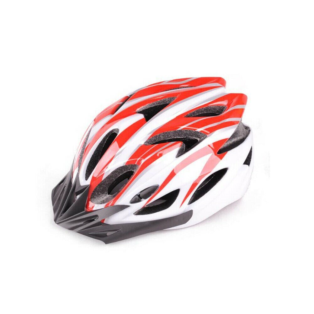 Adult Men Womens Bike Helmet Cycling MTB With Visor Mountain Shockproof Adjustable Fitting Bicycle Helmet: Red White