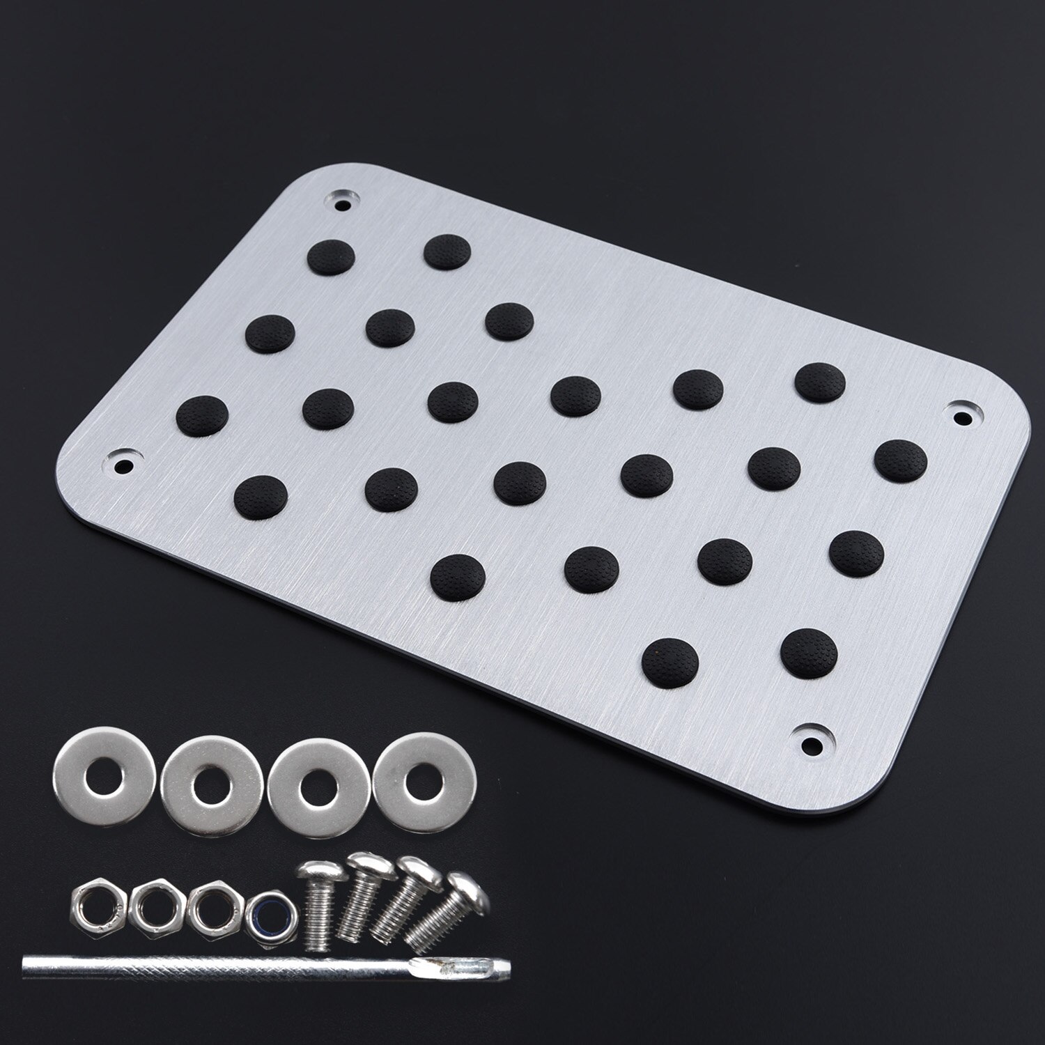 Universal aluminiumslegering bilgulvmåtte tæppe tyk hæl plade pedal 300*200*4mm sølv tæppe plade tilbehør