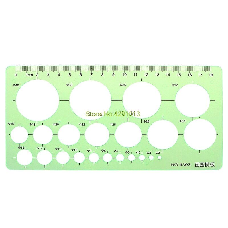 Green Plastic Circles Geometric Template Ruler Stencil Measuring Tool Students