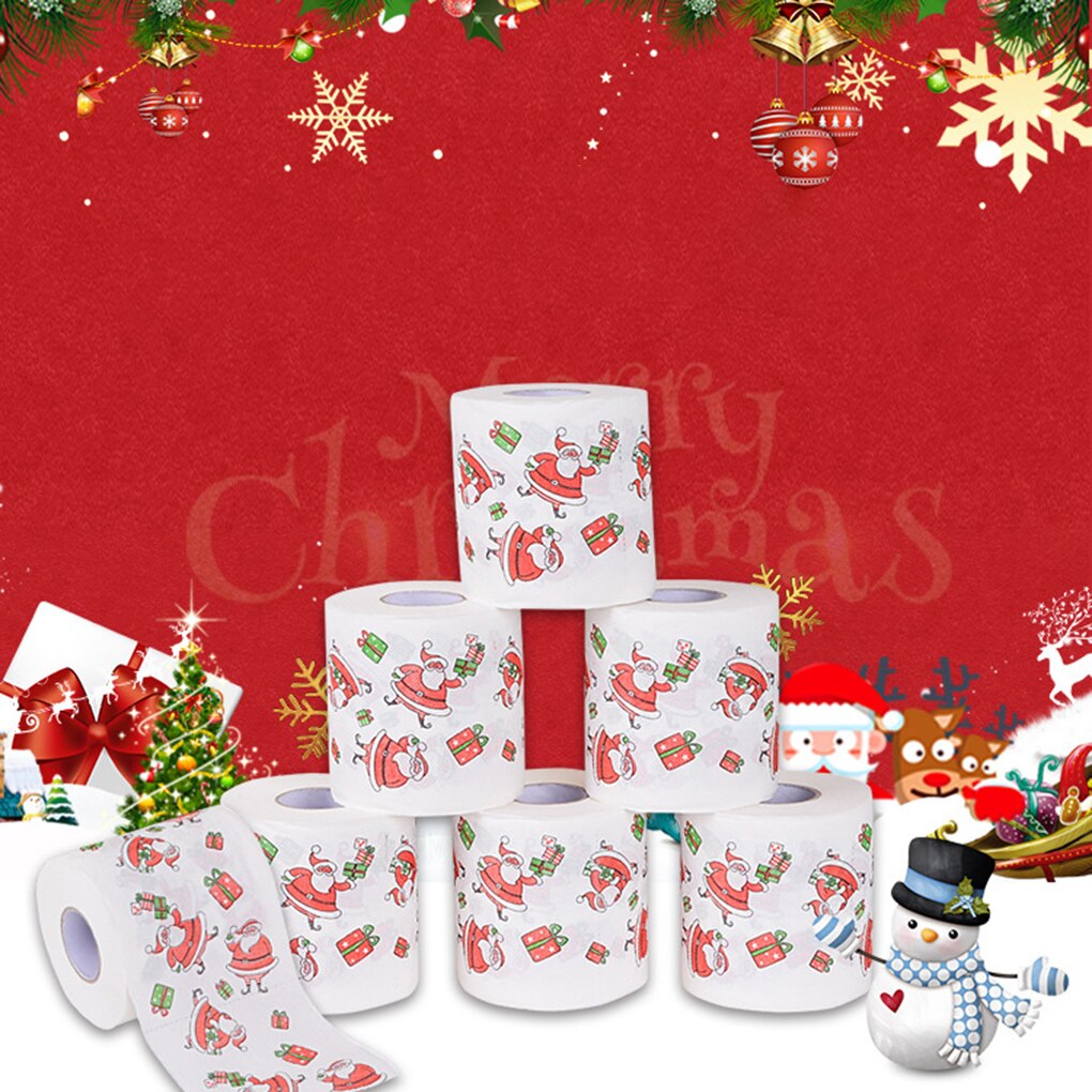 Wood Pulp Toilet Paper Christmas Theme Printed Home Bathroom Toilet Roll Paper Towel Tissue Christmas Box