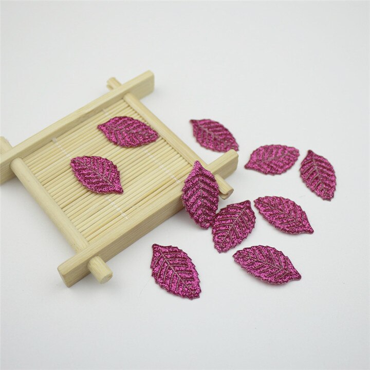 50 piezas accesorios para la cabeza hojas de purpurina DIY manualidades hoja Artificial prenda pelo Pin decoración niños Scrapbooking materiales: Rose red Leaves
