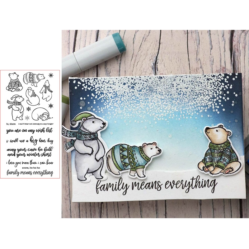 Animal Polar Bear Clear Stamps for Scrapbooking Card Making Silicone Craft Stamps Transparent