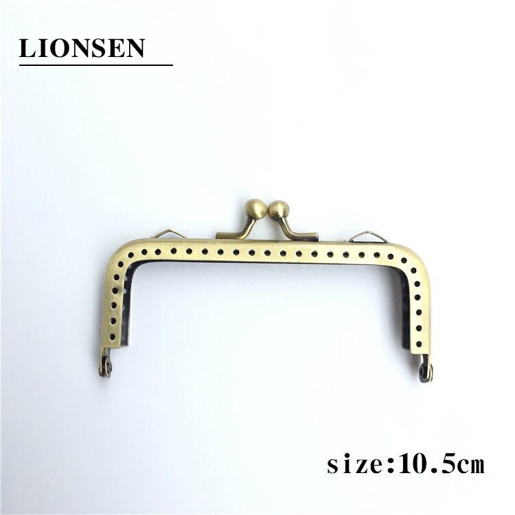 LIONSEN 8.5/12.5/15.5/18/20cm Glossy finish Antique Bronze Square Metal Purse Frame Handle for Clutch Bag Accessories Kiss Clasp: 10.5cm