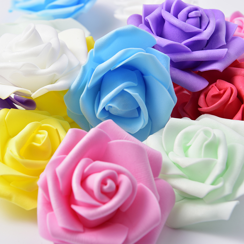 50 stk 7cm pe skum rose kunstige blomsterhoveder til diy kranse bryllup begivenhed dekoration hjem haven dekorative forsyninger farverige