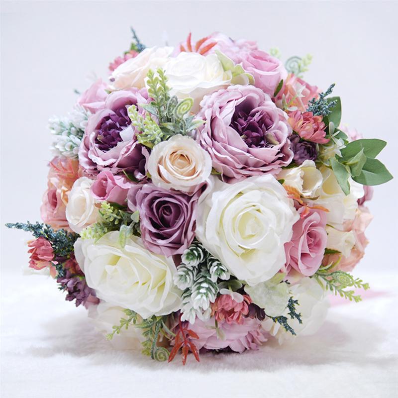 Zijde Bloem Boeket Decor Gesimuleerde Bruiloft Decoratieve Boeket Levensechte Wedding Boeket Voor Wedding Decor