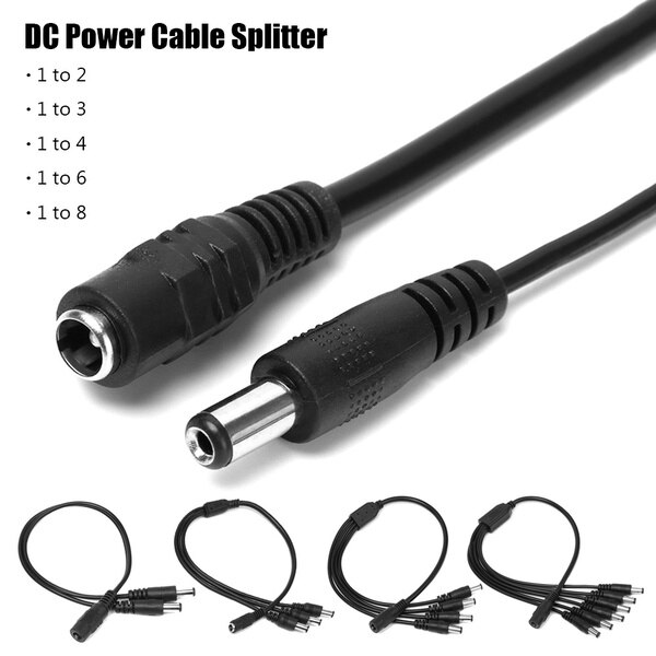12V Connector Adapter Dc Netsnoer 1 Tot 2/3/4/6/8 Way Splitter kabel Vrouw Naar Man