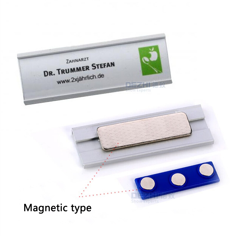 Dezhi-båge form stift/magnetisk stil kontor namn hållare etikett, metall material stark magnetisk mer fästelement namn id etikett märke