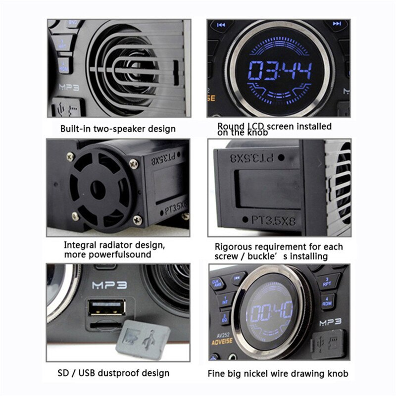 Digital Car MP3/USB/SD Music Player Stereo Hi-Fi In-dash Bluetooth Double Speaker LCD Display FM Radio