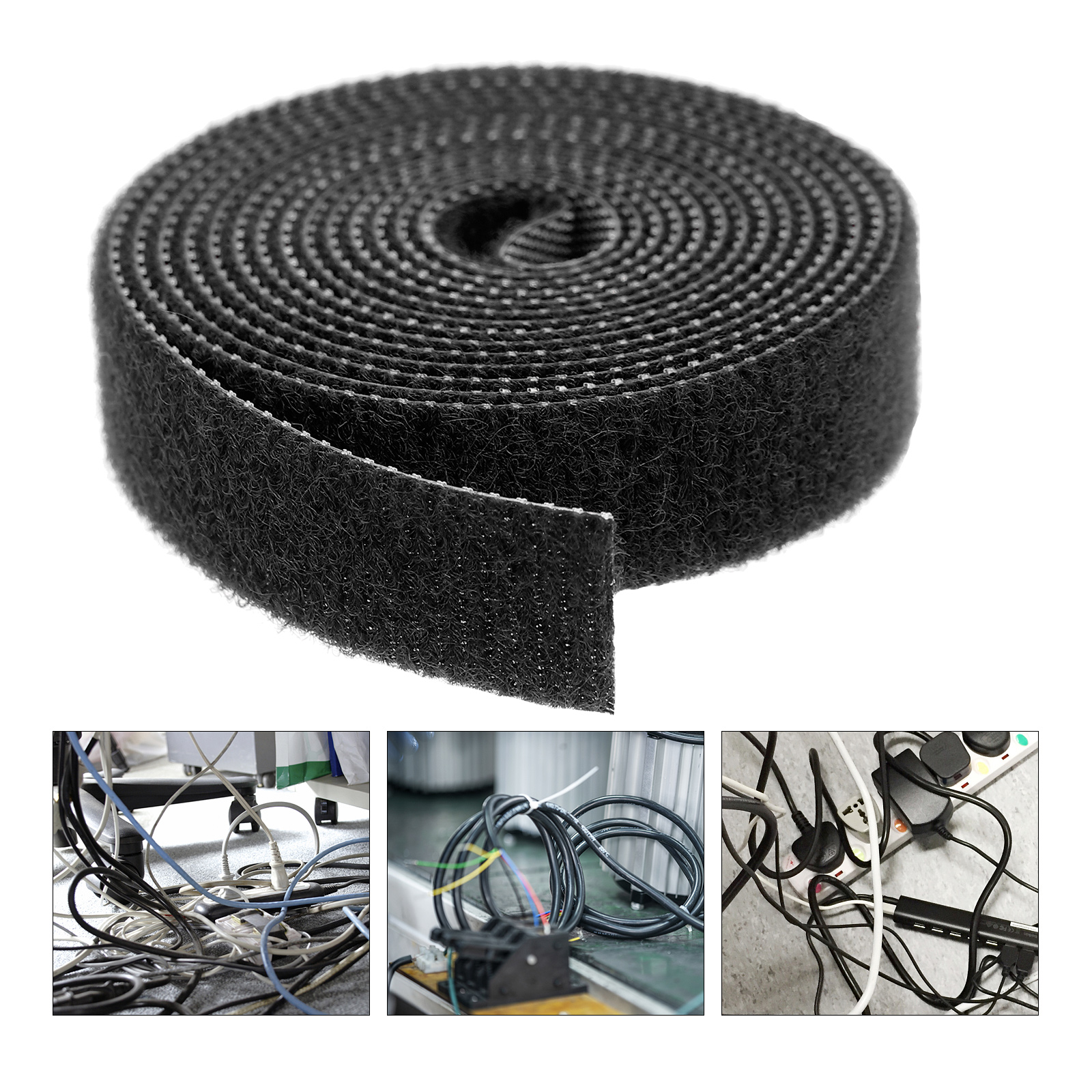 Kabel Strip Zelfklevende Sticky Terug Haak En Lus Eenvoudige Organizer Cord Fastener Cable Fastener Voor Kabel Draad: Black