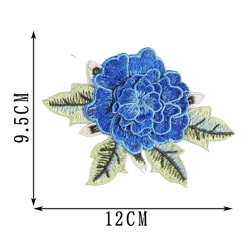 DIY Kleding Patch 1 PC/2 PCS Voor Jeans Badges Zak Naaien Borduren Ambachten Sticker Rose Bloem kleding Accessoires Applique: Blue C