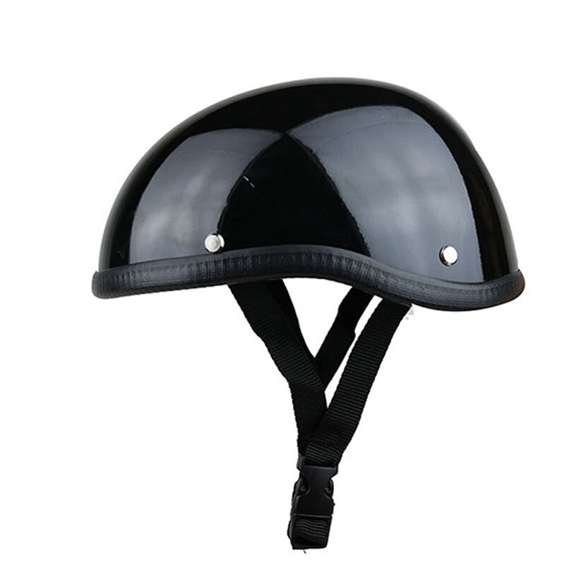 Motorcycle Half Gezicht Helm Dot Goedgekeurd Retro Persoonlijkheid Fiets Scooter Cruiser Half Helmen Voor Volwassen: Bright Black