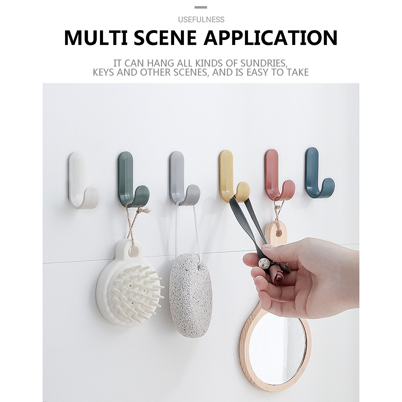 Zelfklevende Muur Hangers Handdoek Haken Plastic Deur Hangers Hoed Rekken Sleutels Hanger Muur Organizer Home Decor Sleutelhouder