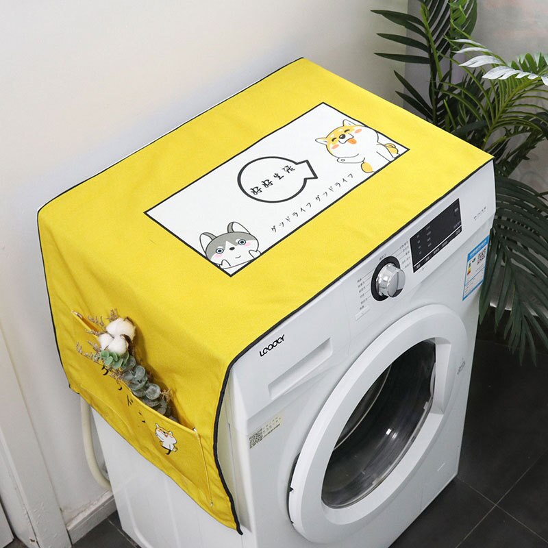 Housse de protection anti-poussière pour Machine à laver, motif dessin animé, étanche, pour réfrigérateur, avec rangement: 01