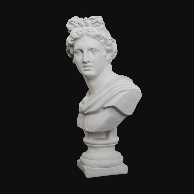 30 CM Large Apollo Bust Statue Adelos Greek Mythology Resin Plaster Craftwork Office Hotel Living Room Decoration