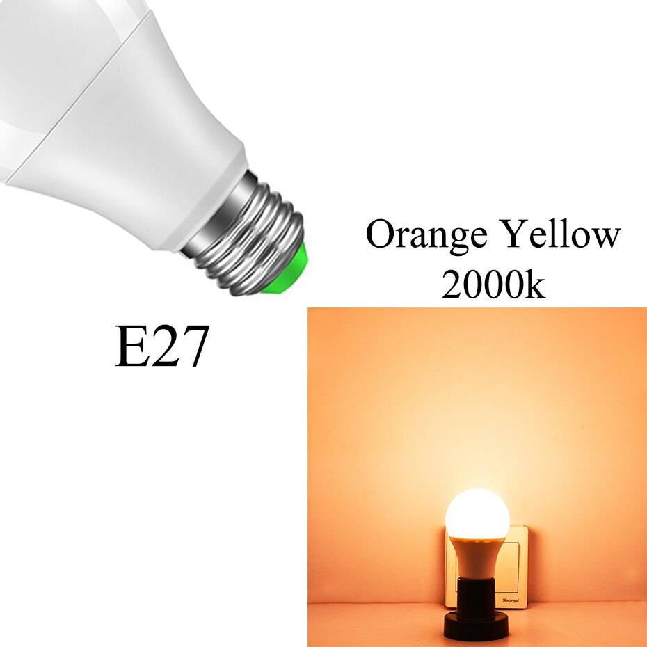 LED Dusk to Dawn Light Bulb 10W 15W E27 B22 Smart Light Sensor Bulbs AC85-265V Automatic Indoor/Outdoor Lighting Lamp for Porch: E27 Orange Yellow / 15W