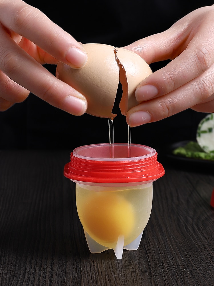 Accesorios de cocina, molde de silicona para huevos al vapor, lote de 6 unidades, utensilios para el hogar para huevos hervidos, utensilios para pelar huevos
