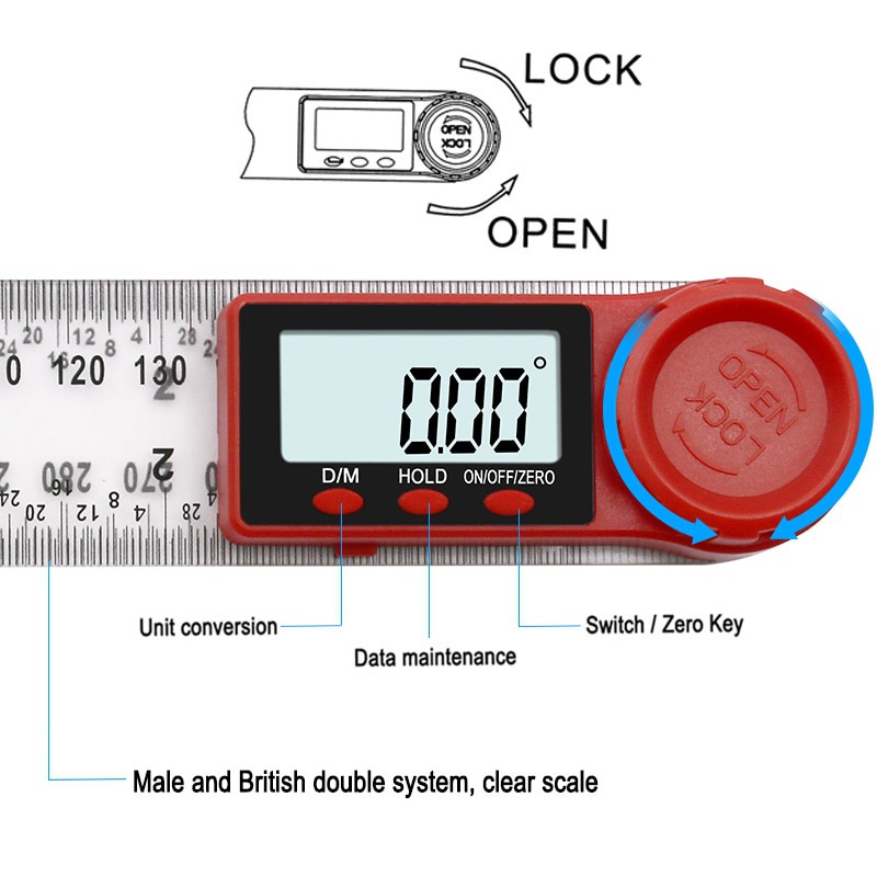 200/300mm Digital display Angle Ruler Instrument Inclinometer Digital Electronic Scale Goniometer Protractor Angle Detector