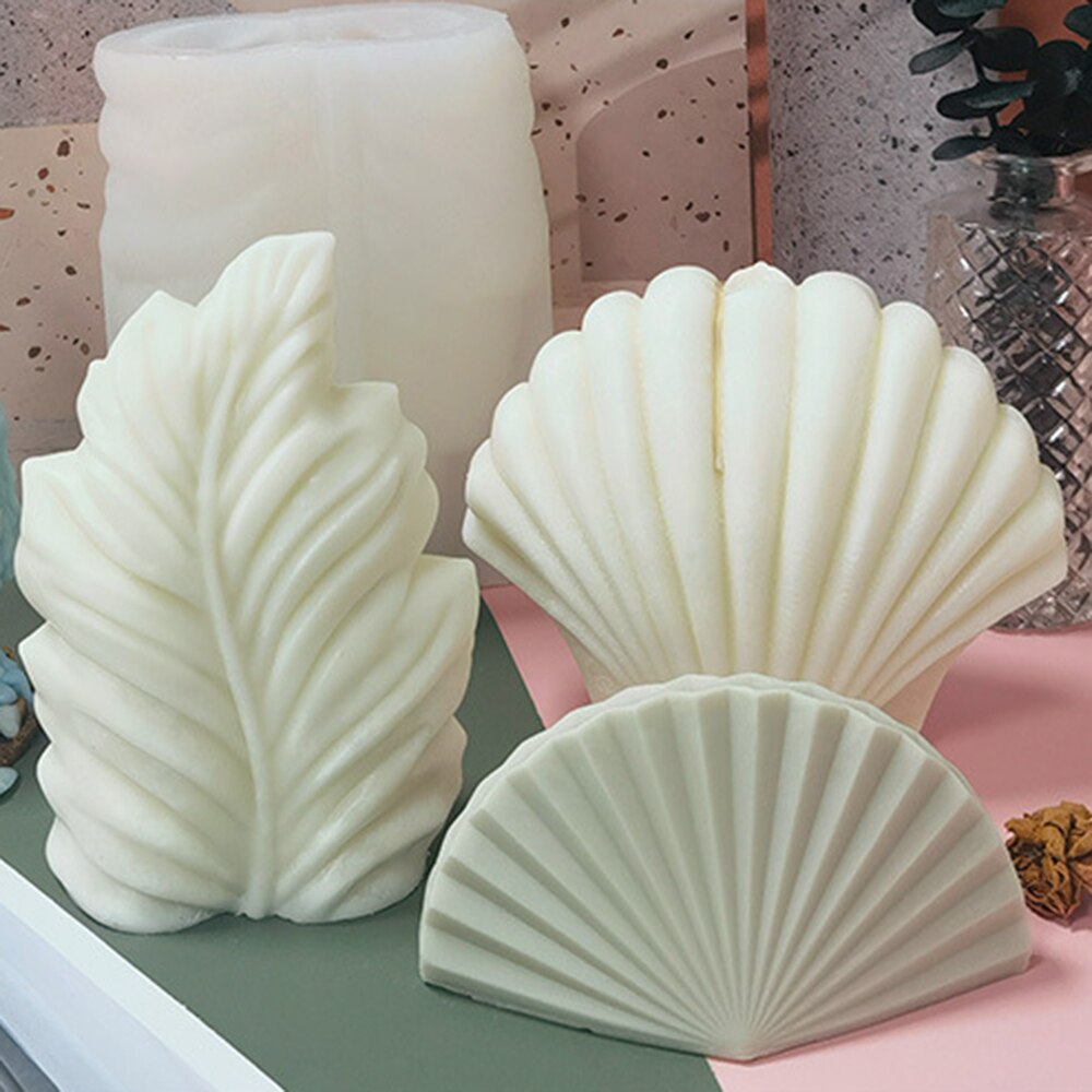 Leaf-Vormige Zeewier Shell Geurende Kaars Siliconen Mal Diy Handgemaakte Zeep Gips Hars Maken Mould Home Decoratie Ornamenten