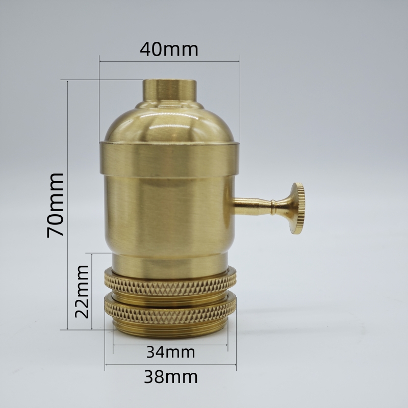 Portalámparas de latón 100% de cobre, perilla de toma de luz eléctrica o interruptor de cadena y tornillo roscado, ajustador de anillo de sombra, Base de iluminación DIY: Naranja
