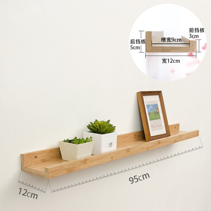 Pure solid wood one-word partition oak wall rack wall hanging living room TV wall shelf bedroom wall board: Natural color tuba