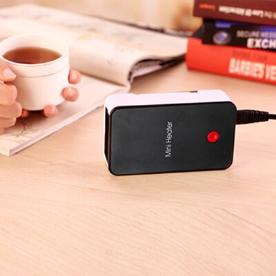 Mini Warme Lucht Elektrische Kachel Draagbare Desktop Warm Fan Fire-bescherming Materialen Handheld Elektrische Verwarming Apparaat Office Home: black