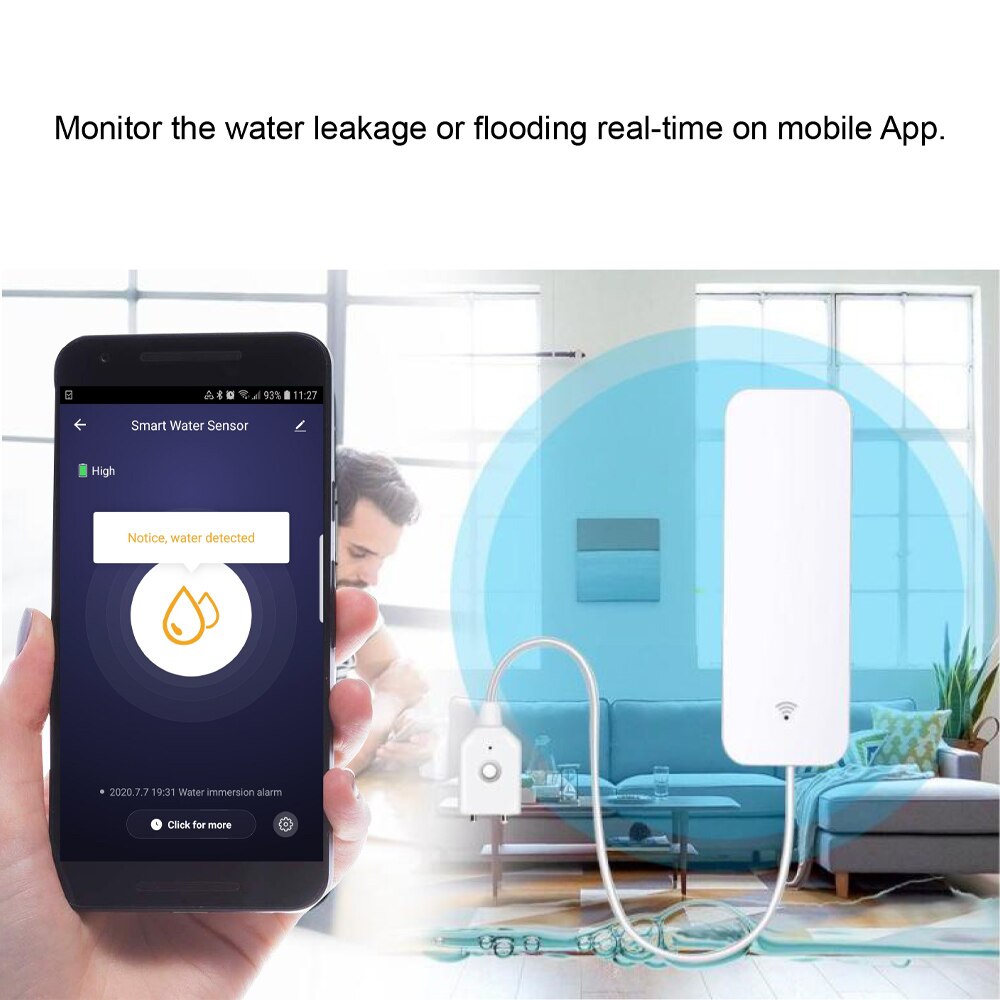 Vattenläckagelarmdetektor wifi vattennivåsensor skydd mot vattenläckor tuya/smart life app med aleax google home