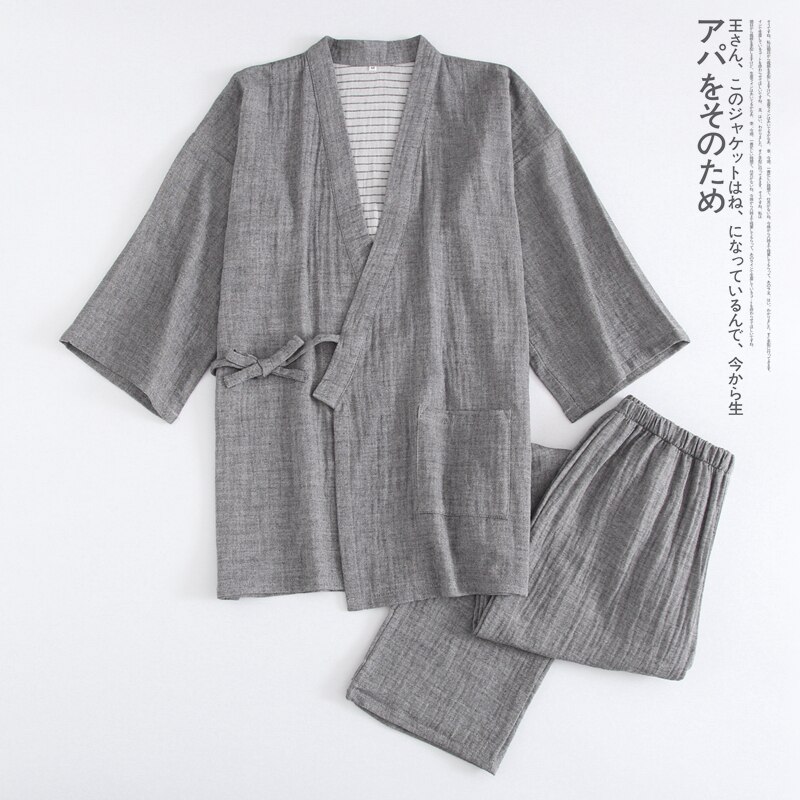 Kimono schlafanzug männer frühling und herbst männer der waschbar farbe Spinnen hause kleidung Japanische dünne männer Pyjama weichen baumwolle Blick