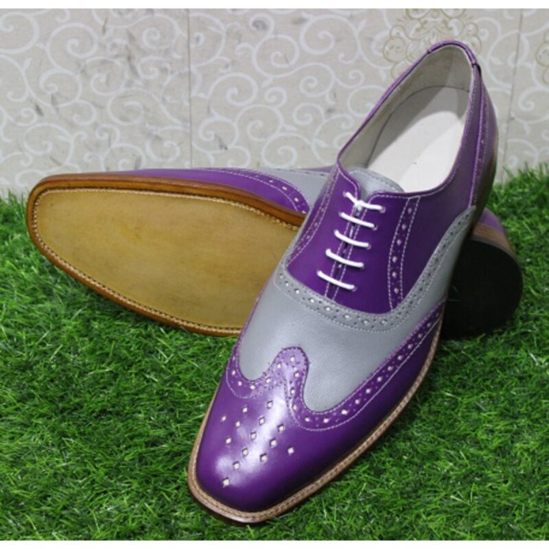 Men Derby Shoes Lace Up Square Head Low Heel Color Block Style Autumn Leisure Business Chaussure Homme KD284: 47