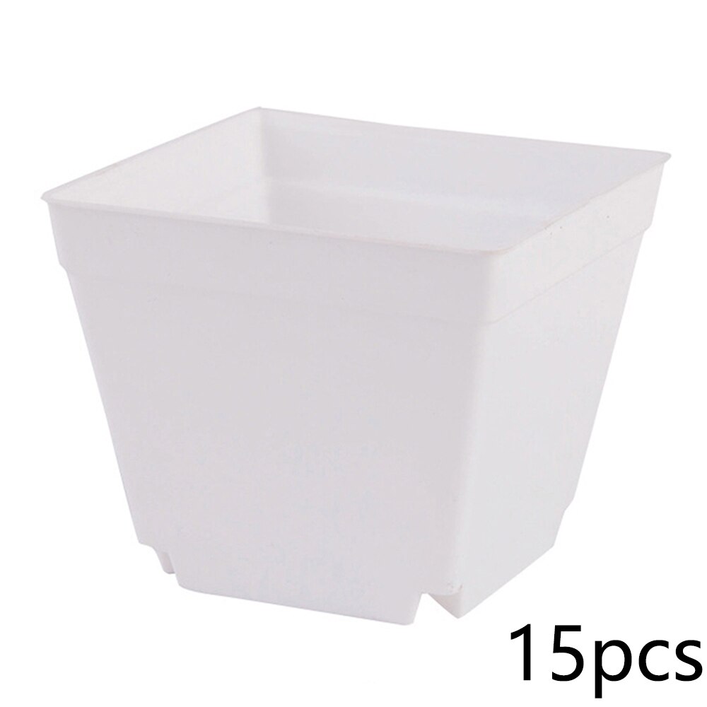 100pcs Plant Pots Small Terracotta Plastic Flower Pot Cactus Tiny Nursery Transplant Flower Pots Fall Resistant Tray Grow Box: 15pcs 10cm white