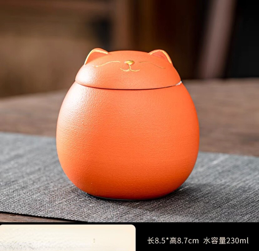 Kat Urn, Hond Urn, kat Vorm Urn Voor Huisdier As-Kat Vorm Gedenkteken Urnen-Handgemaakte Black Decoratieve Urnen Voor Funeral: Oranje
