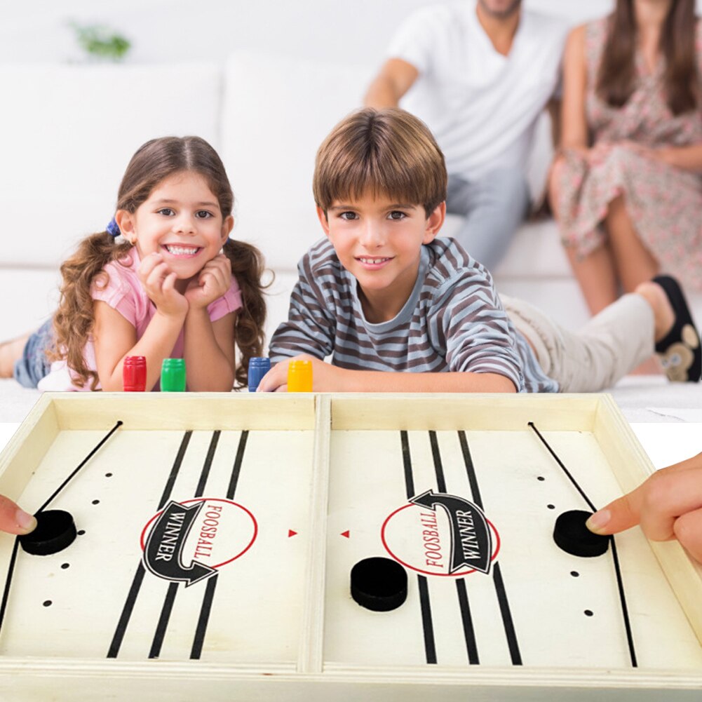 Juego De Mesa Hockey De Madera - Sling Puck Portátil Para Familias Y Niños